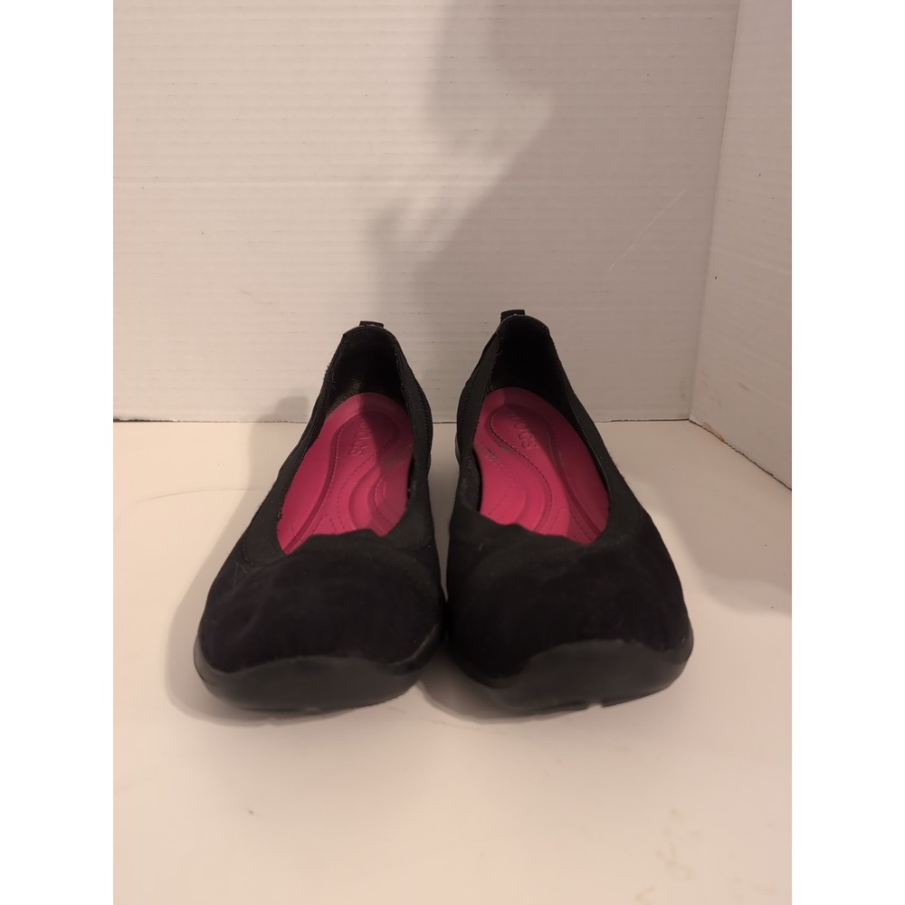 Crocs Women's Black Busy Day Stretch Skimmer Shoes Casual Comfort - Picture 2 of 9